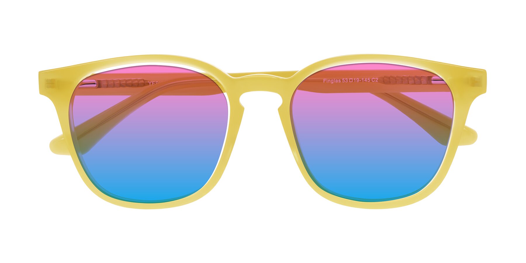 Folded Front of Finglas in Honey with Pink / Blue Gradient Lenses
