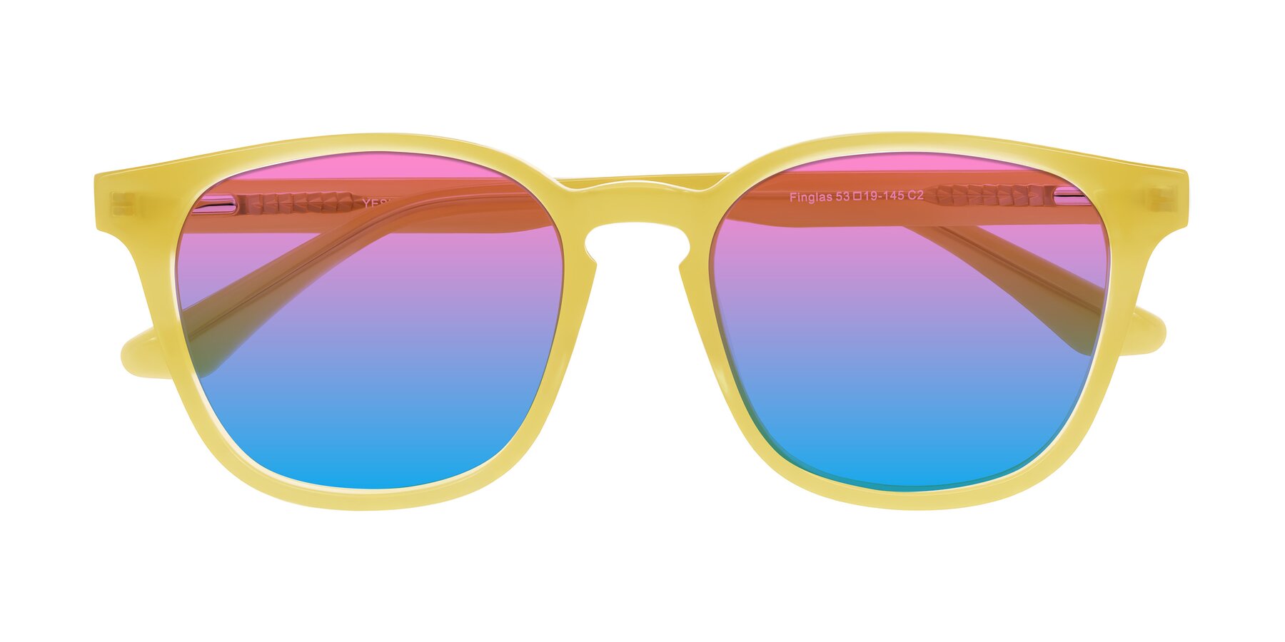 Folded Front of Finglas in Honey with Pink / Blue Gradient Lenses