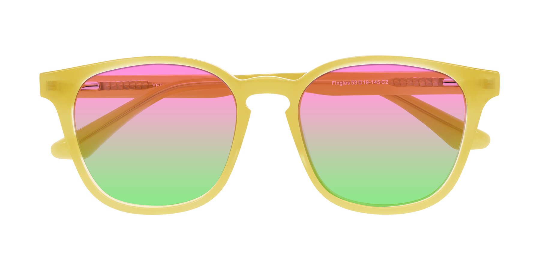 Folded Front of Finglas in Honey with Pink / Green Gradient Lenses