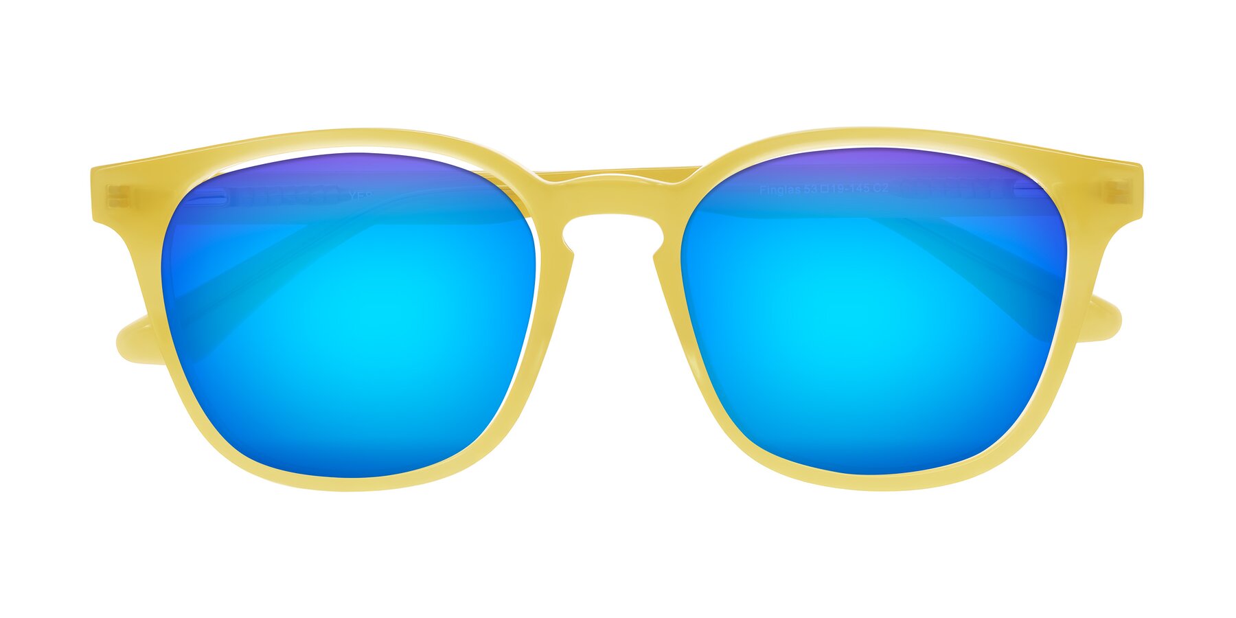 Folded Front of Finglas in Honey with Blue Mirrored Lenses