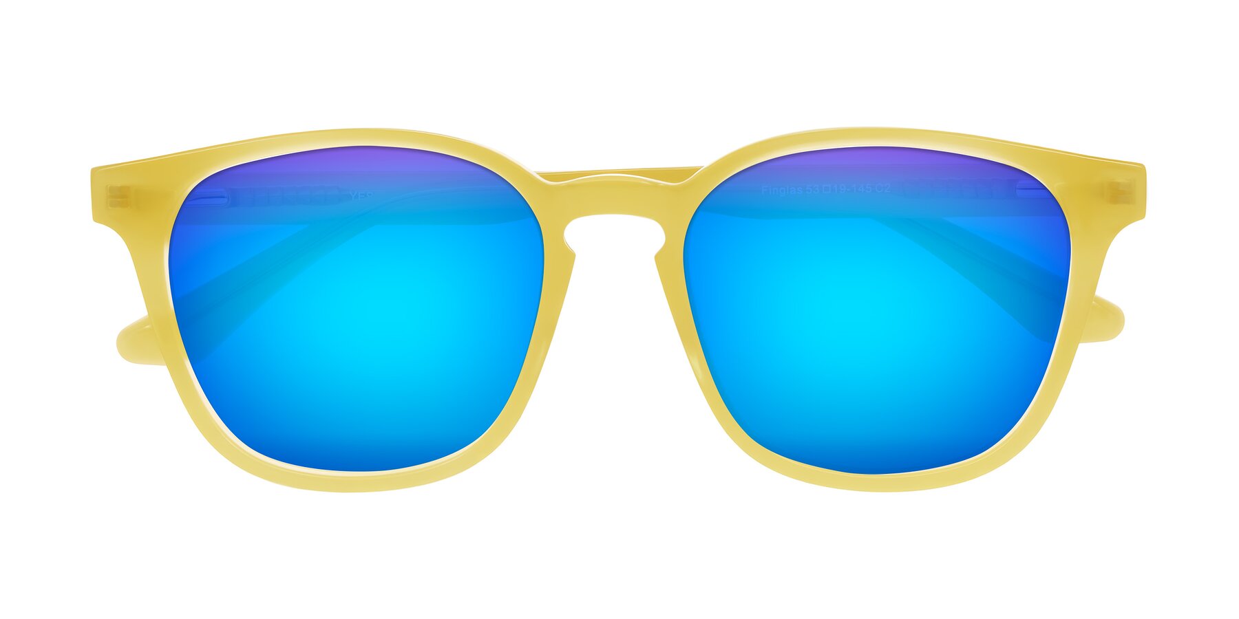 Folded Front of Finglas in Honey with Blue Mirrored Lenses