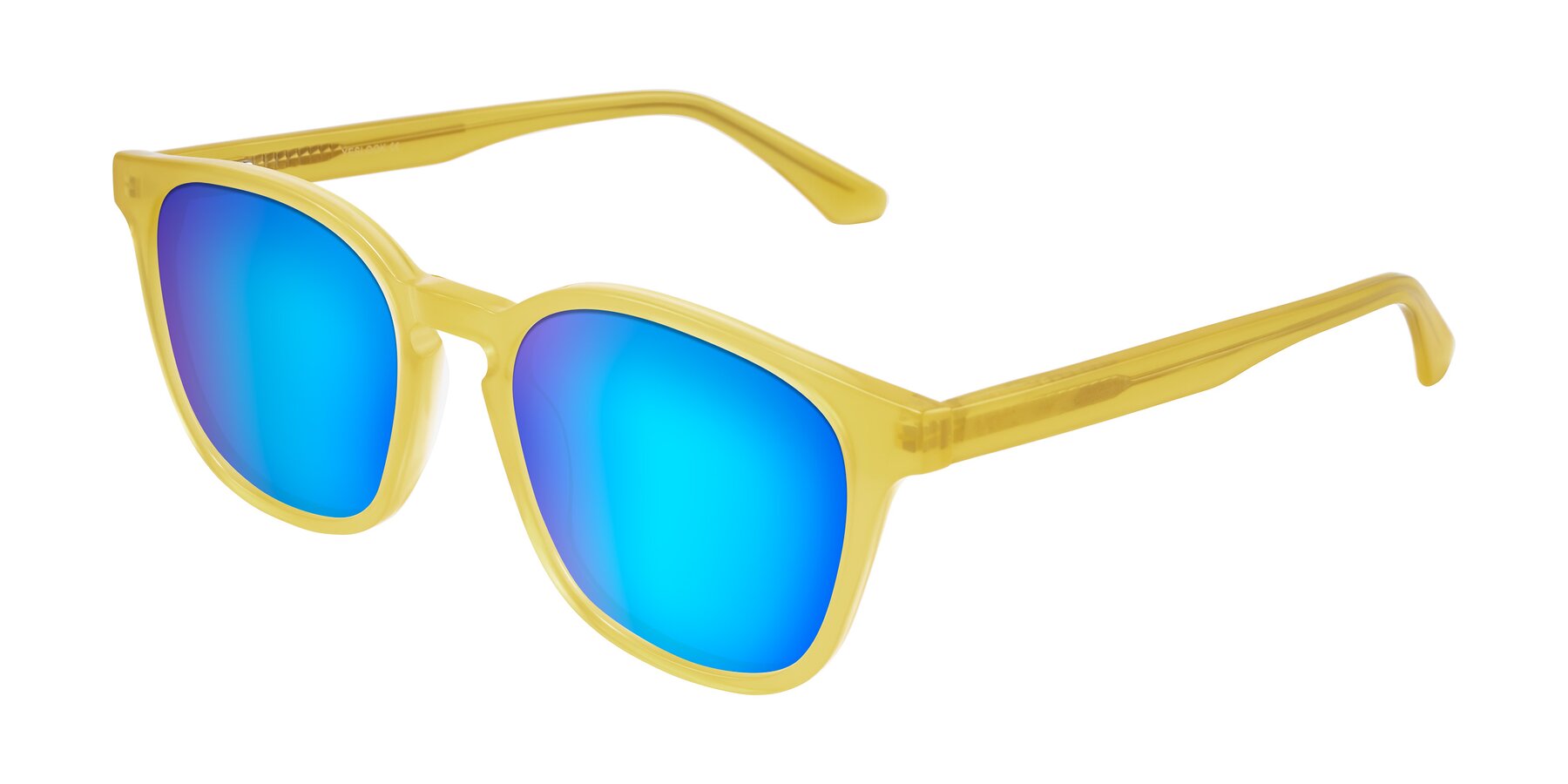 Angle of Finglas in Honey with Blue Mirrored Lenses