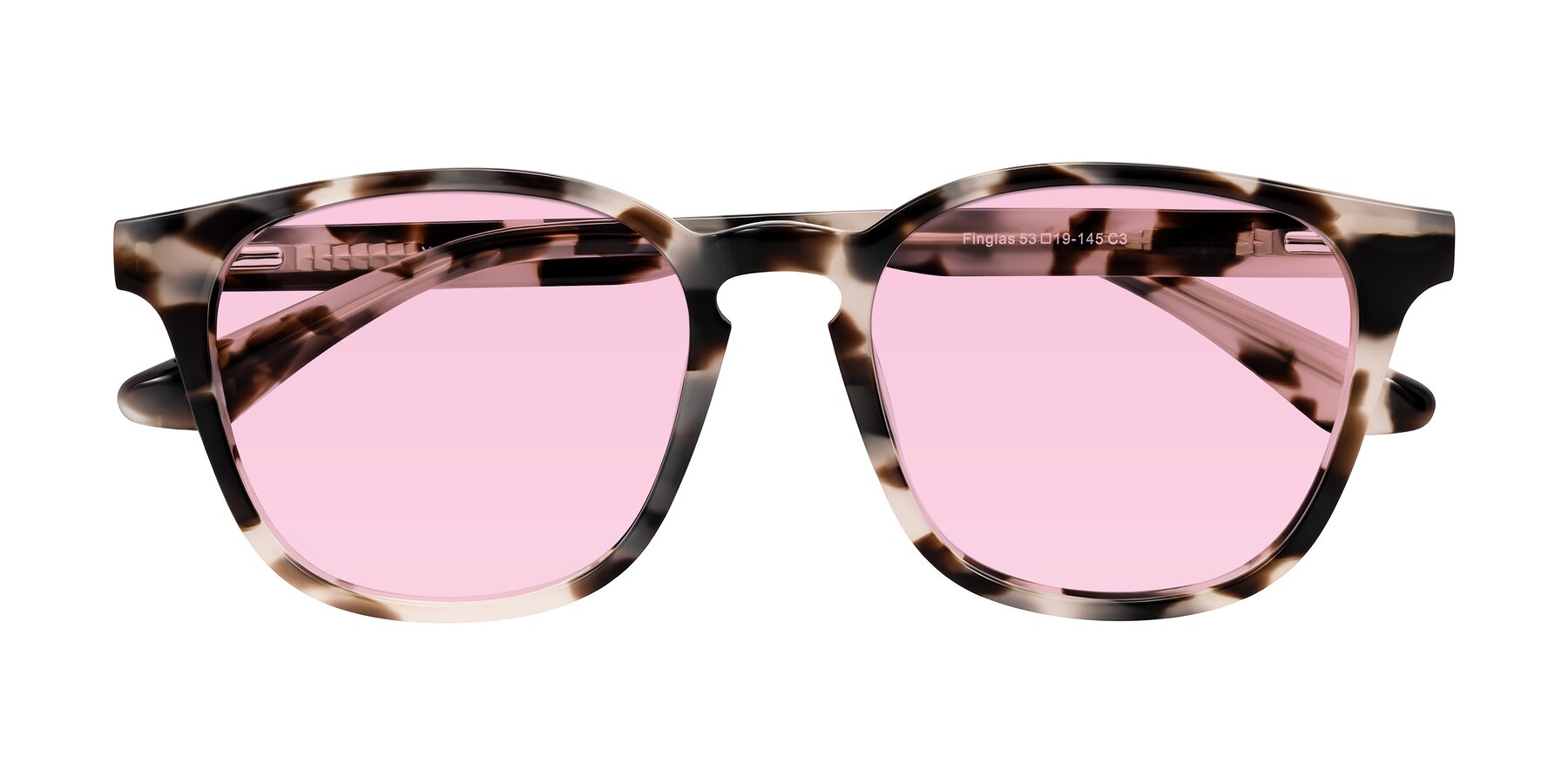 Folded Front of Finglas in Ivory Tortoise with Light Pink Tinted Lenses