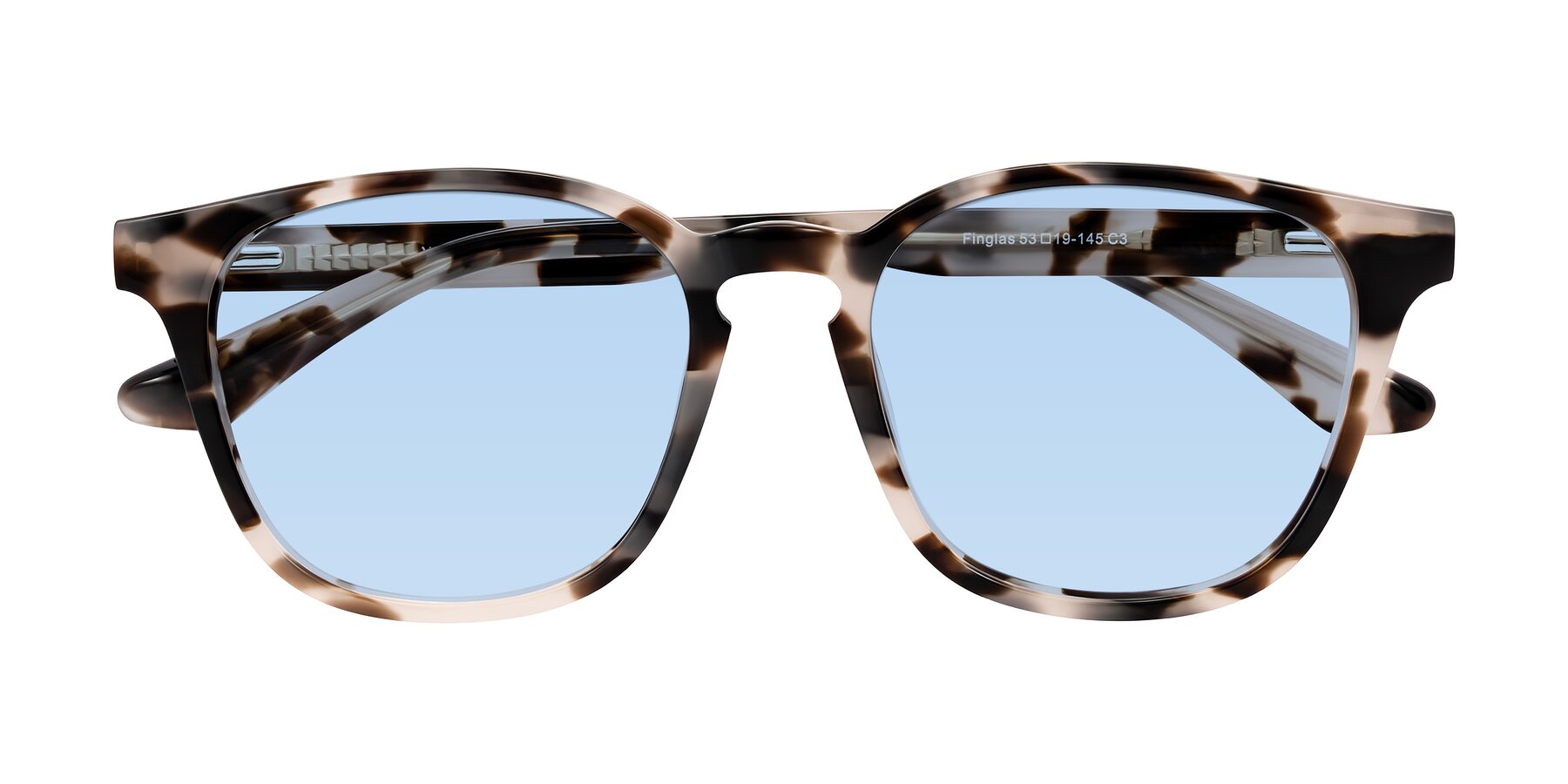 Folded Front of Finglas in Ivory Tortoise with Light Blue Tinted Lenses