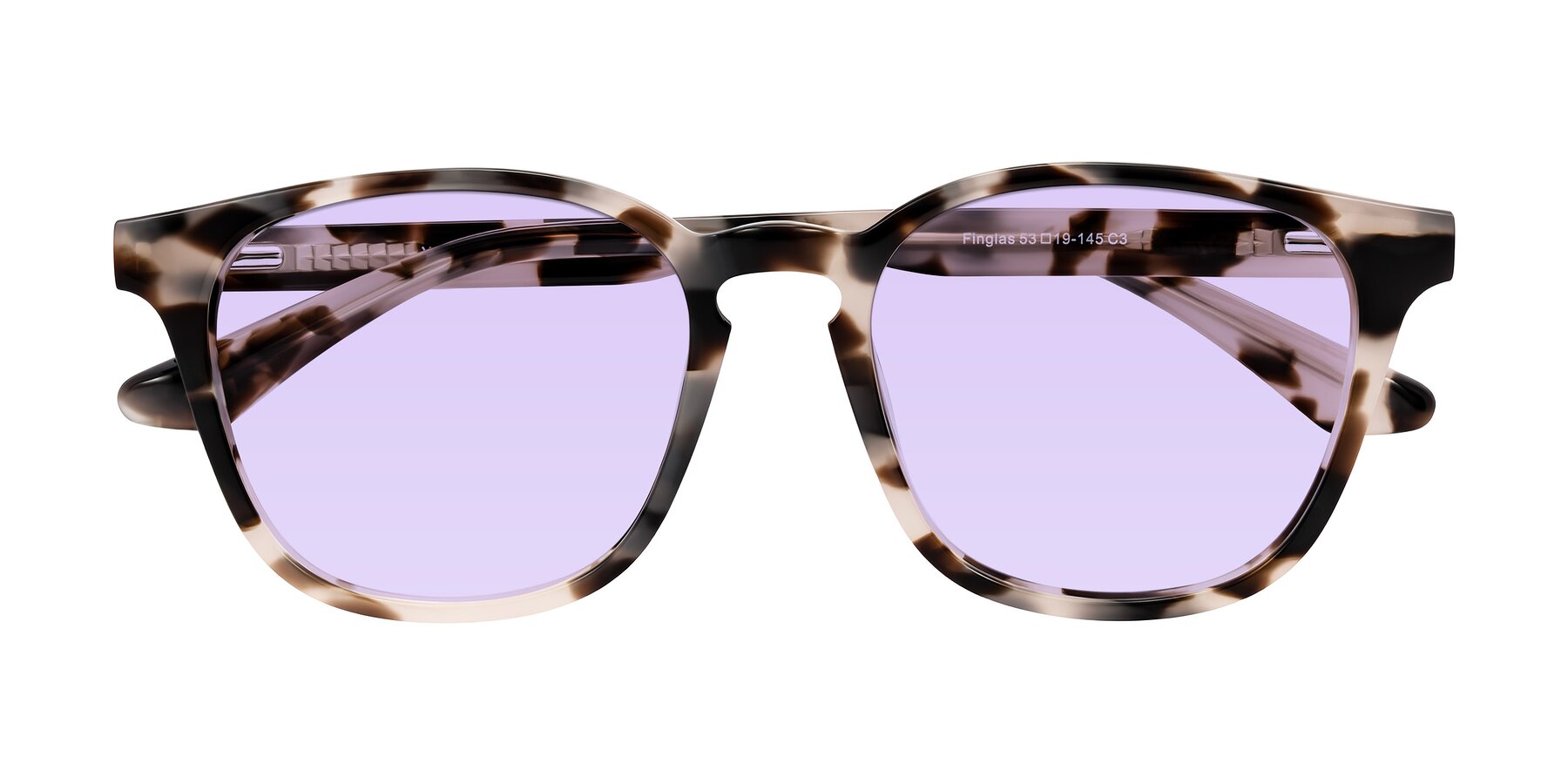 Folded Front of Finglas in Ivory Tortoise with Light Purple Tinted Lenses