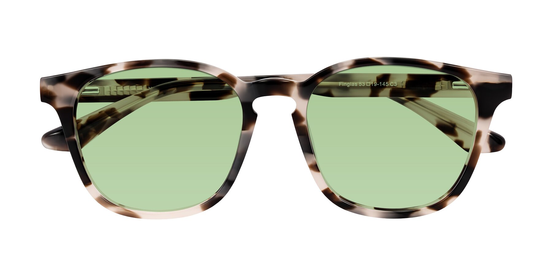 Folded Front of Finglas in Ivory Tortoise with Medium Green Tinted Lenses