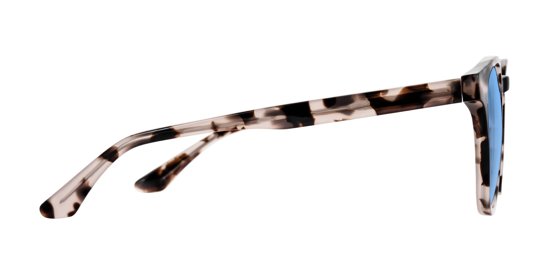 Side of Finglas in Ivory Tortoise with Medium Blue Tinted Lenses