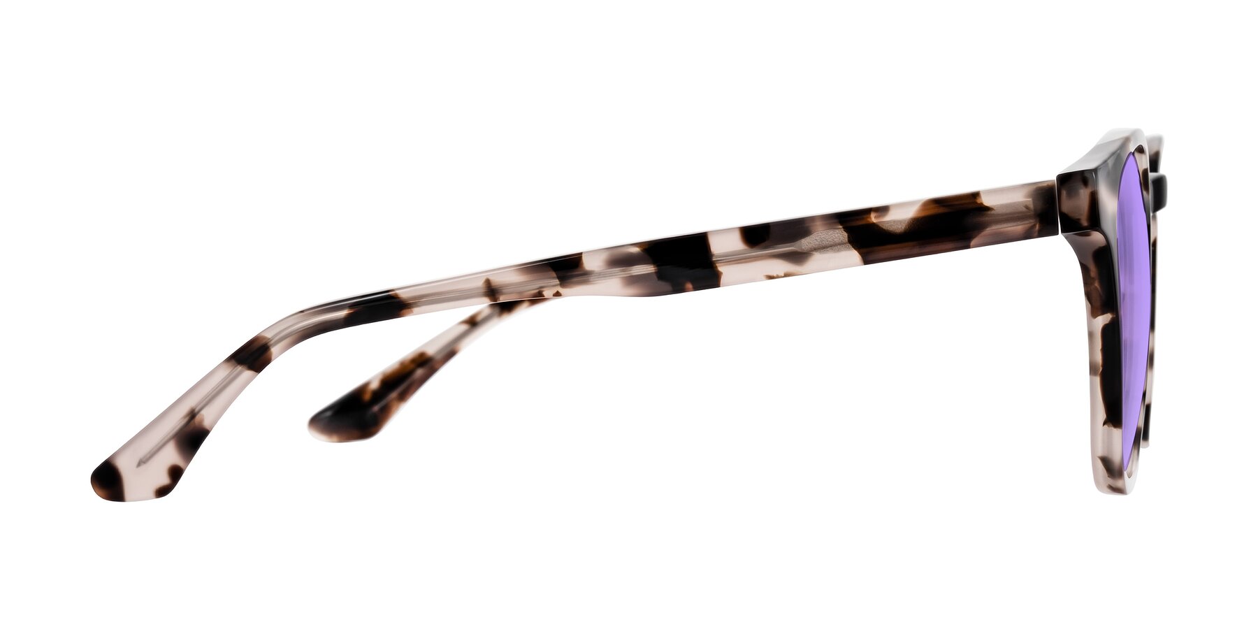 Side of Finglas in Ivory Tortoise with Medium Purple Tinted Lenses
