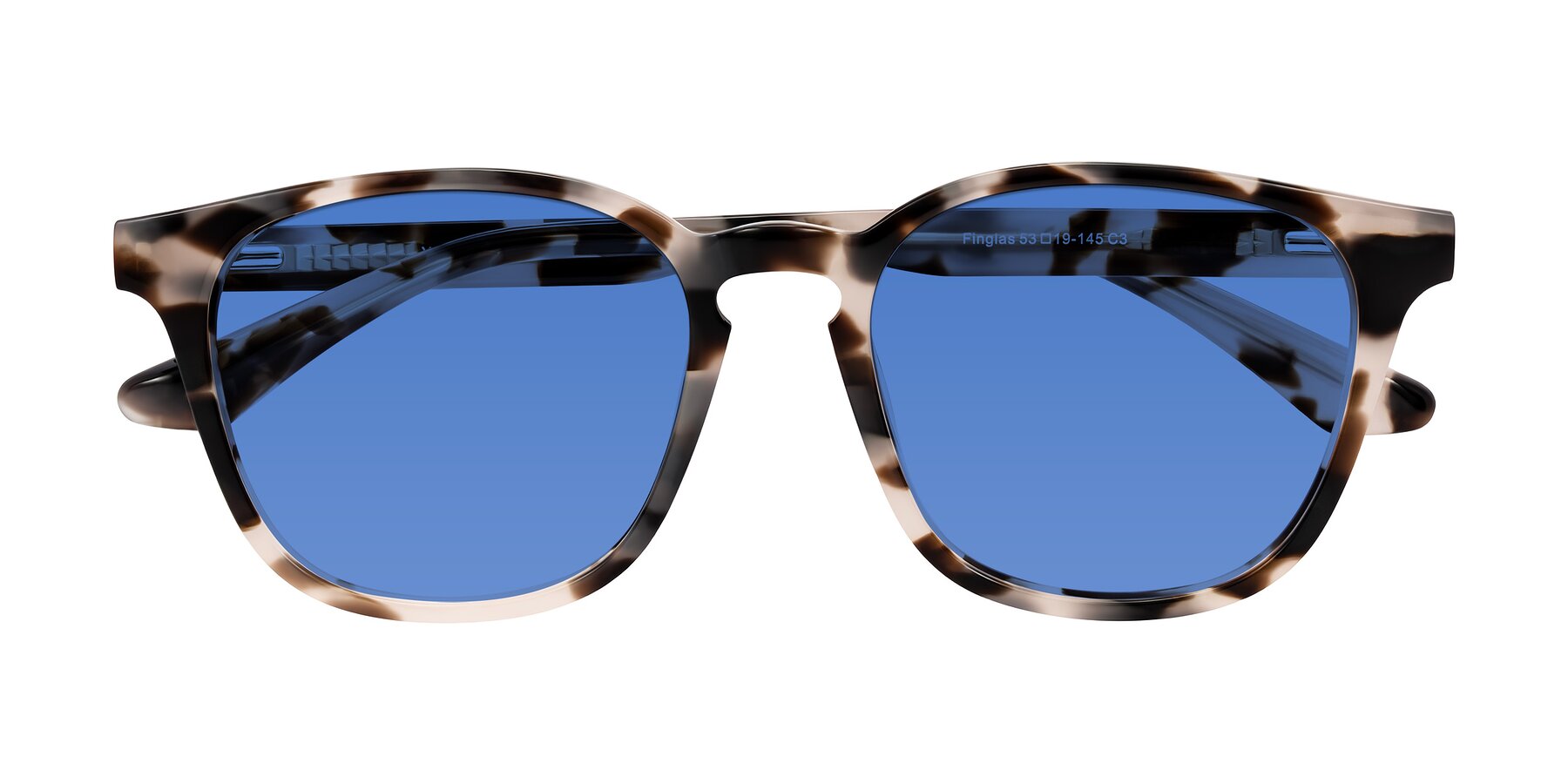 Folded Front of Finglas in Ivory Tortoise with Blue Tinted Lenses