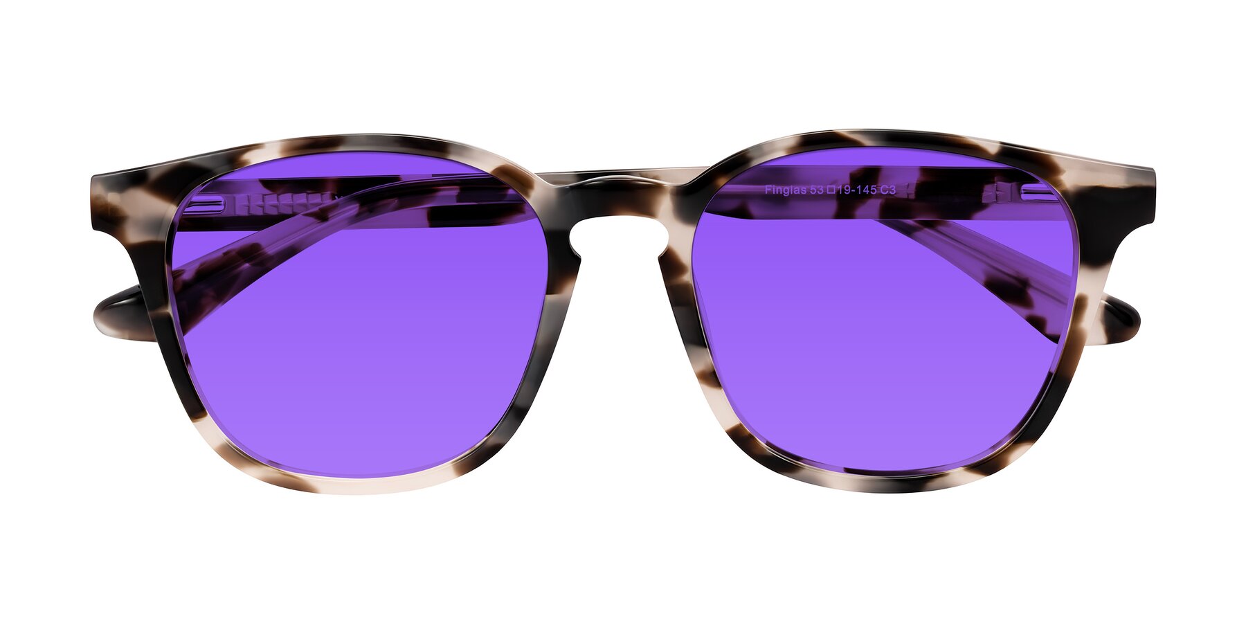Folded Front of Finglas in Ivory Tortoise with Purple Tinted Lenses