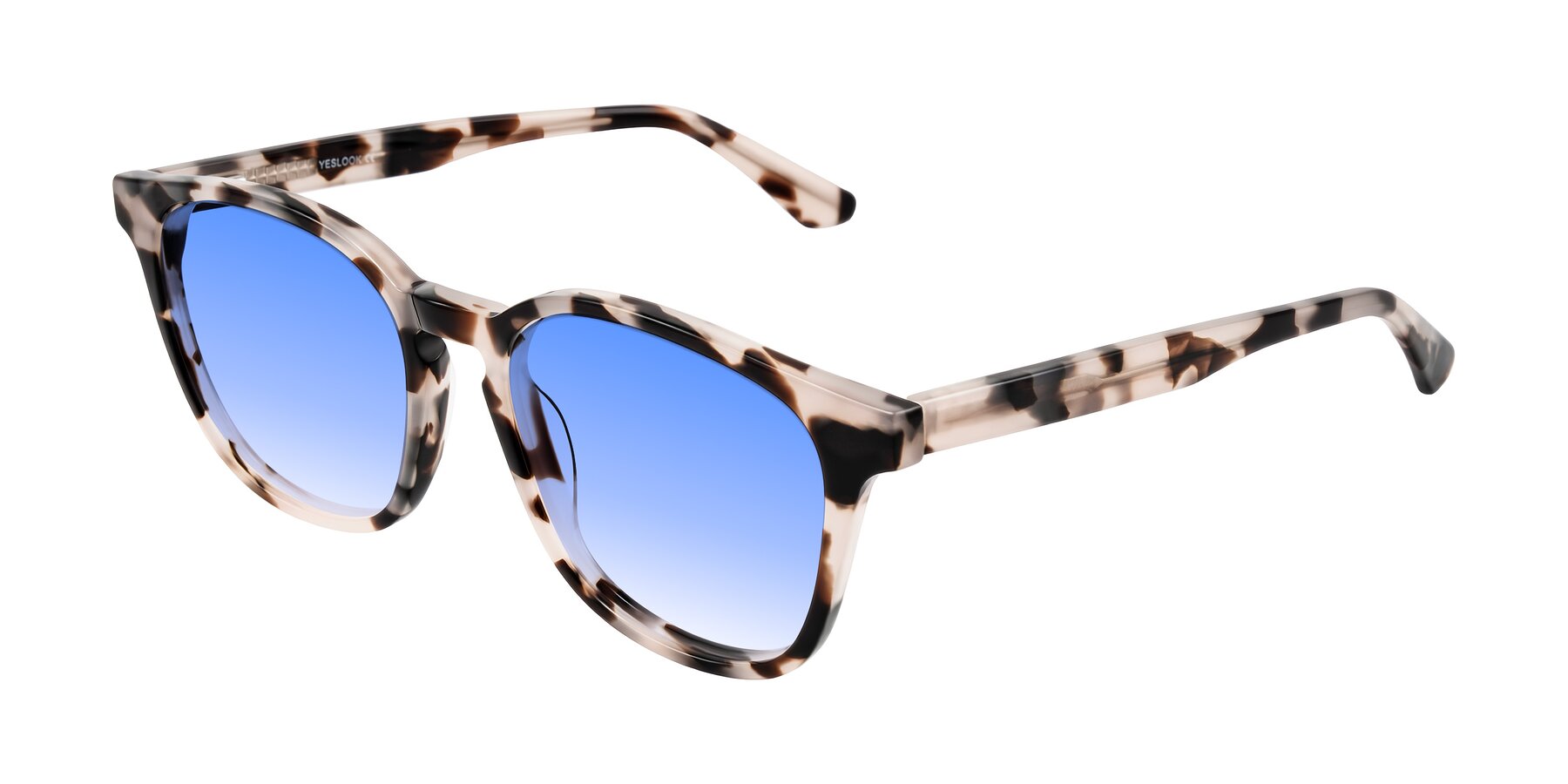 Angle of Finglas in Ivory Tortoise with Blue Gradient Lenses