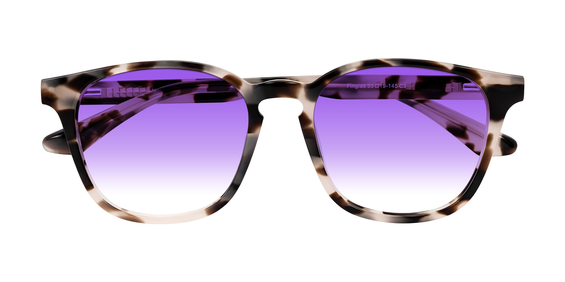 Folded Front of Finglas in Ivory Tortoise with Purple Gradient Lenses
