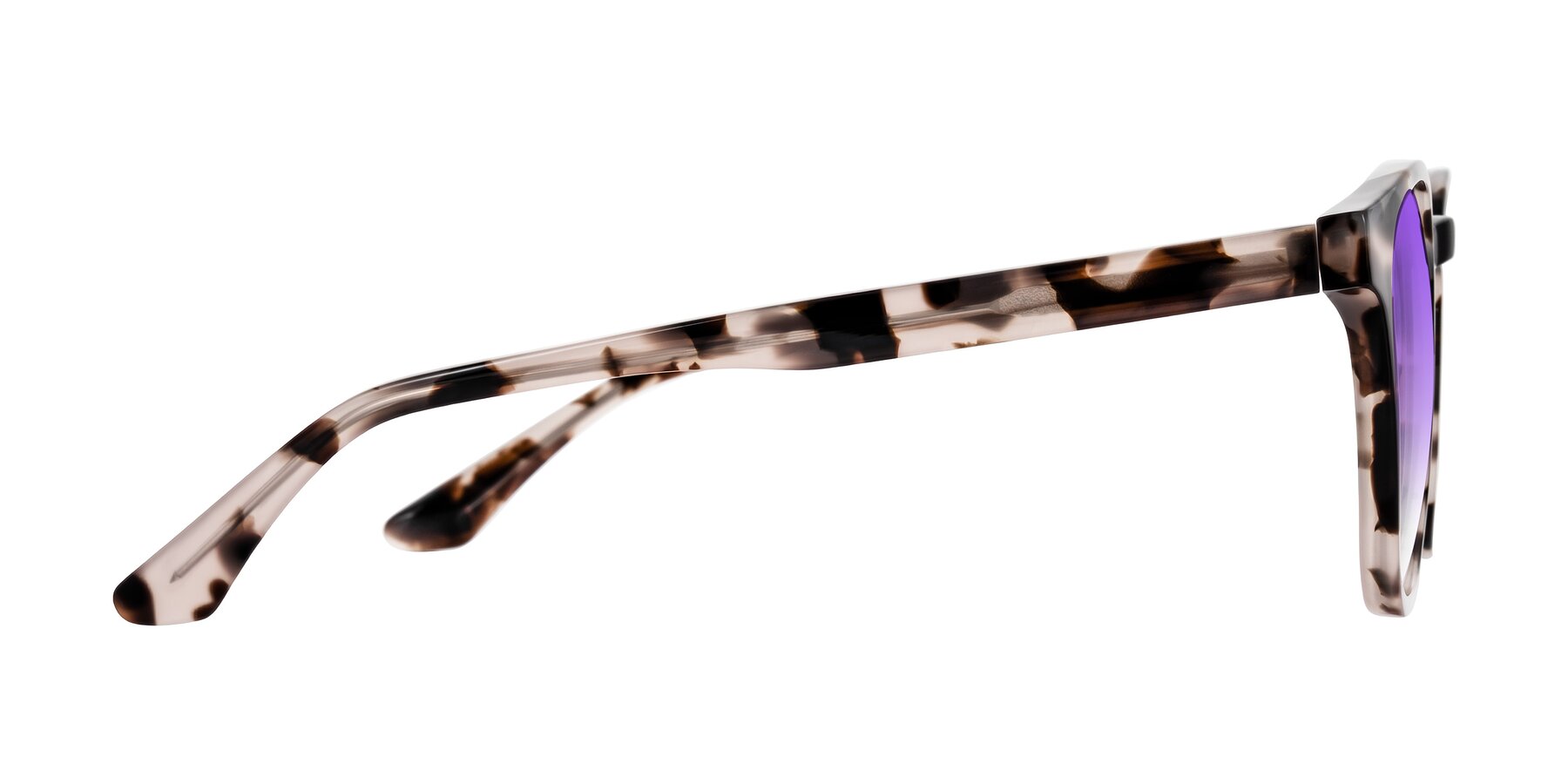 Side of Finglas in Ivory Tortoise with Purple Gradient Lenses