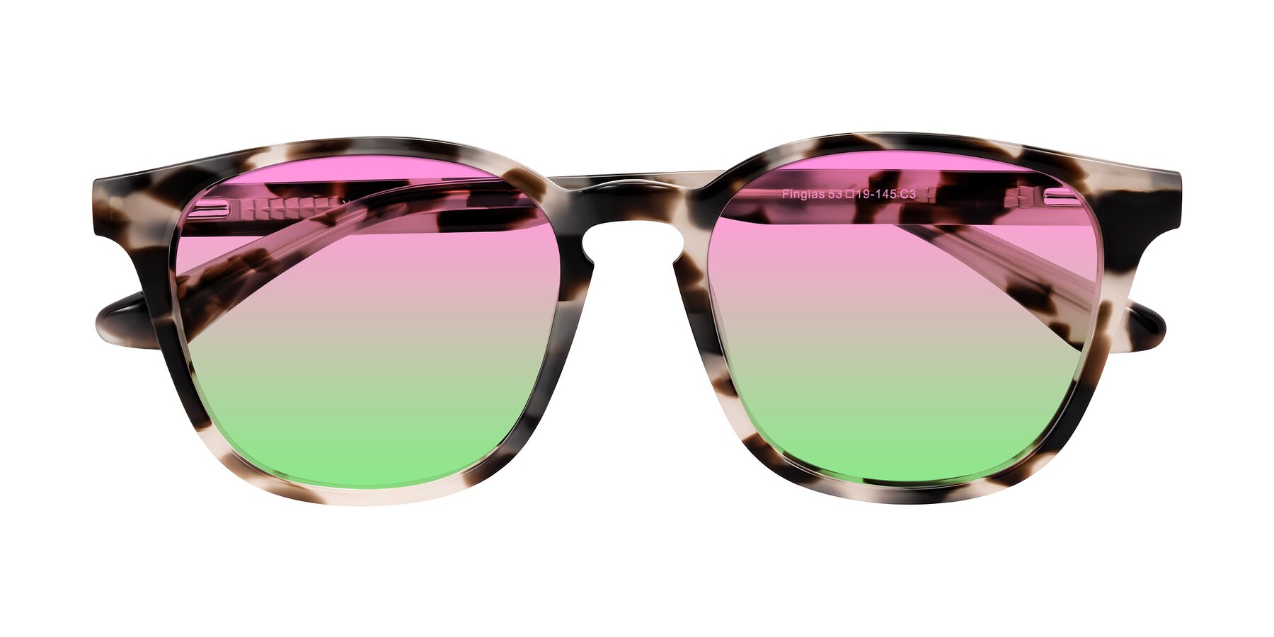 Folded Front of Finglas in Ivory Tortoise with Pink / Green Gradient Lenses