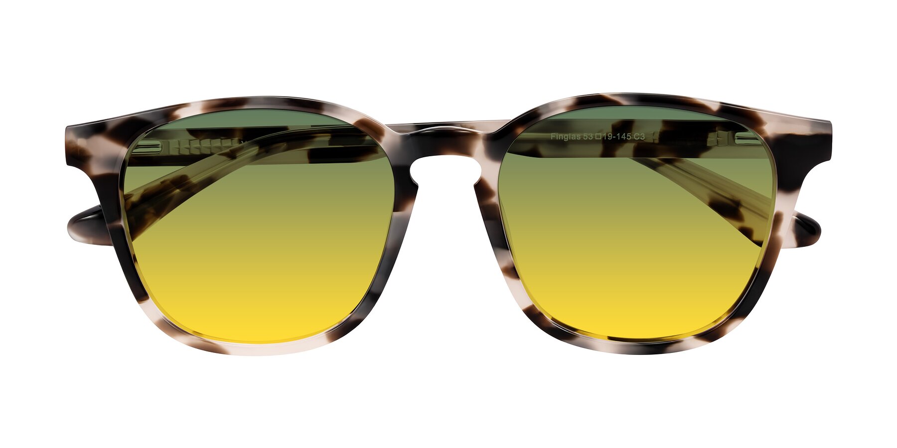 Folded Front of Finglas in Ivory Tortoise with Green / Yellow Gradient Lenses