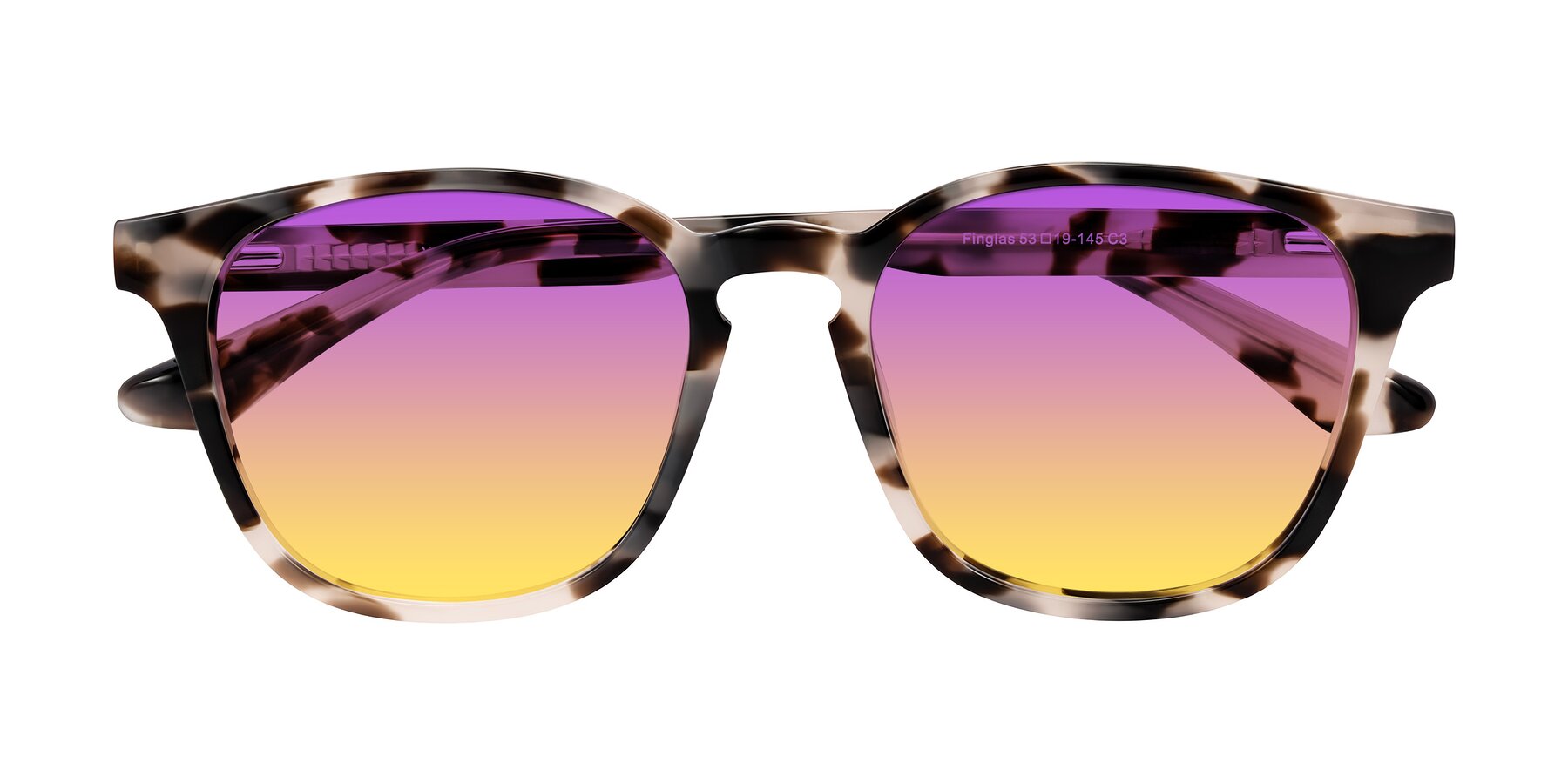 Folded Front of Finglas in Ivory Tortoise with Purple / Yellow Gradient Lenses