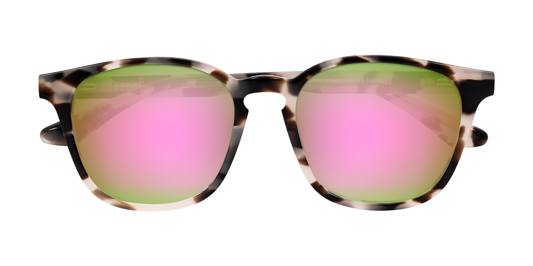 Folded Front of Finglas in Ivory Tortoise with Pink Mirrored Lenses