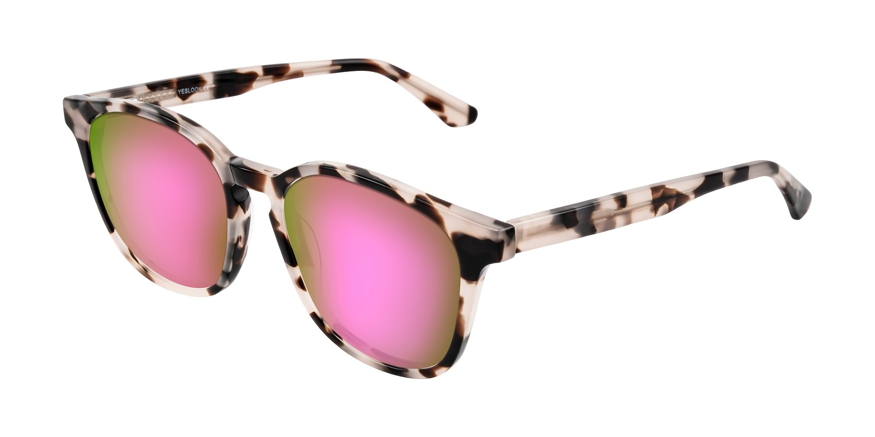 Angle of Finglas in Ivory Tortoise with Pink Mirrored Lenses
