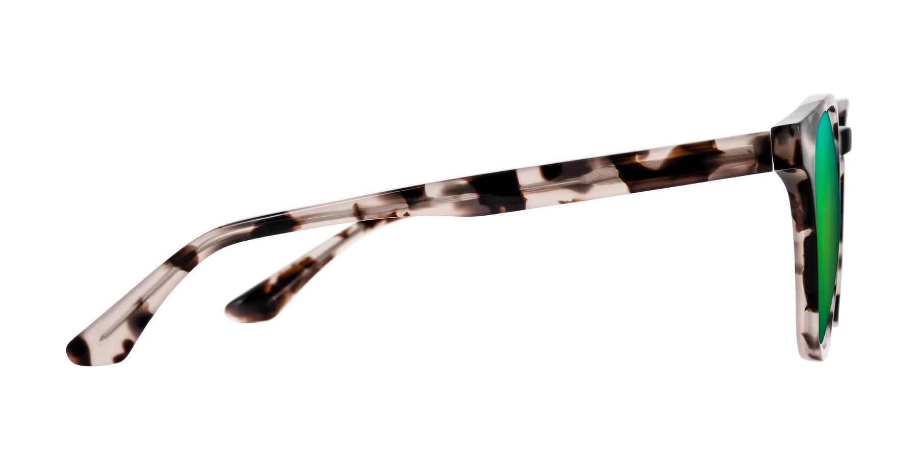 Side of Finglas in Ivory Tortoise with Green Mirrored Lenses