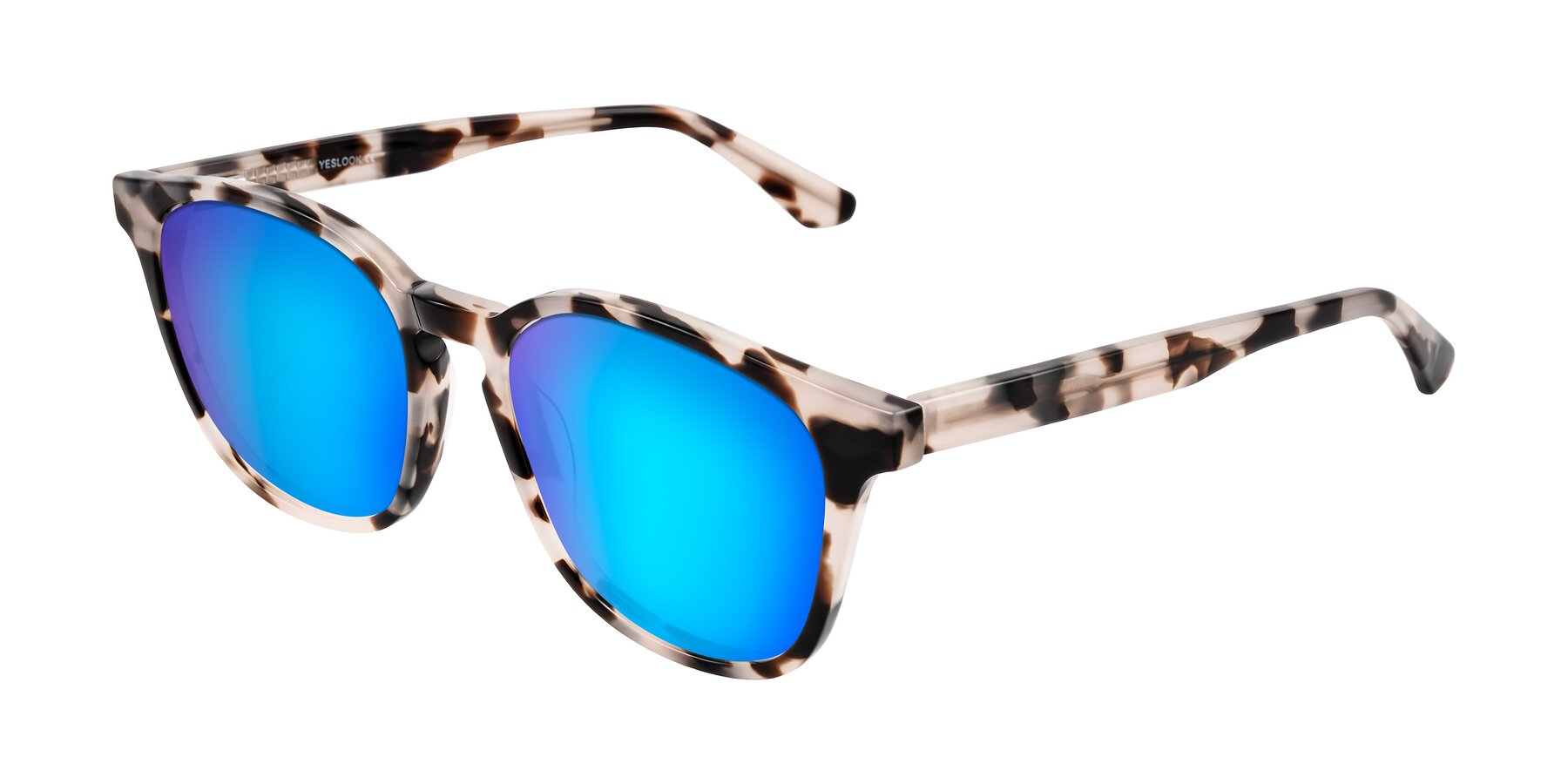 Angle of Finglas in Ivory Tortoise with Blue Mirrored Lenses