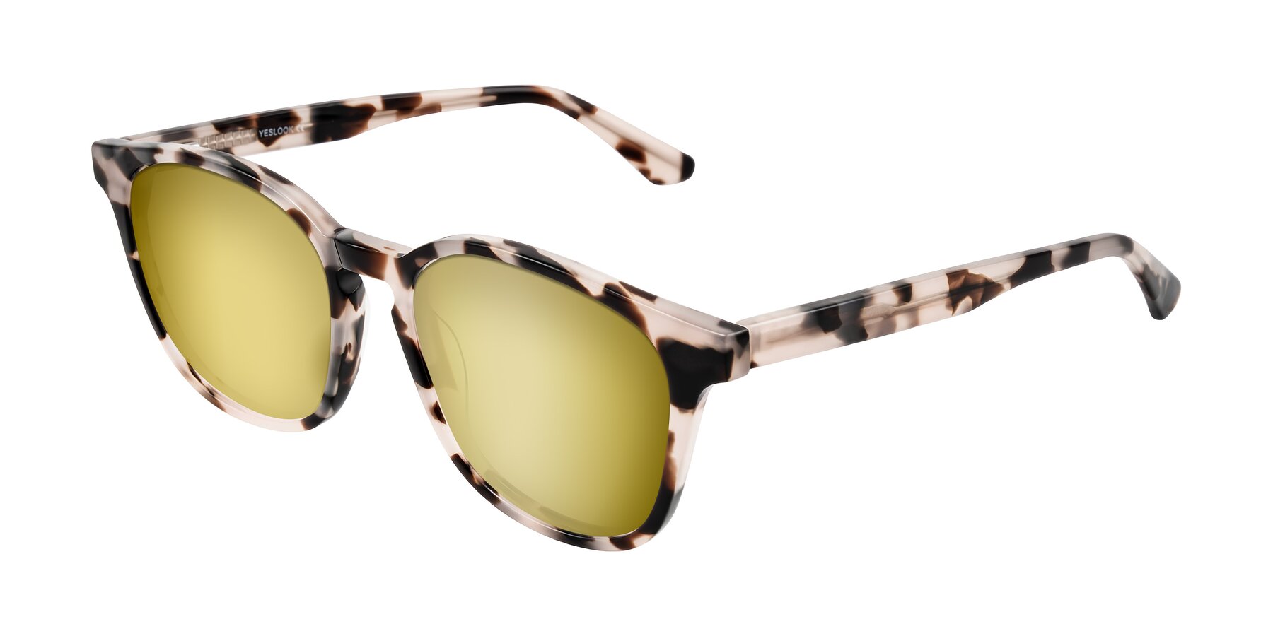 Angle of Finglas in Ivory Tortoise with Gold Mirrored Lenses