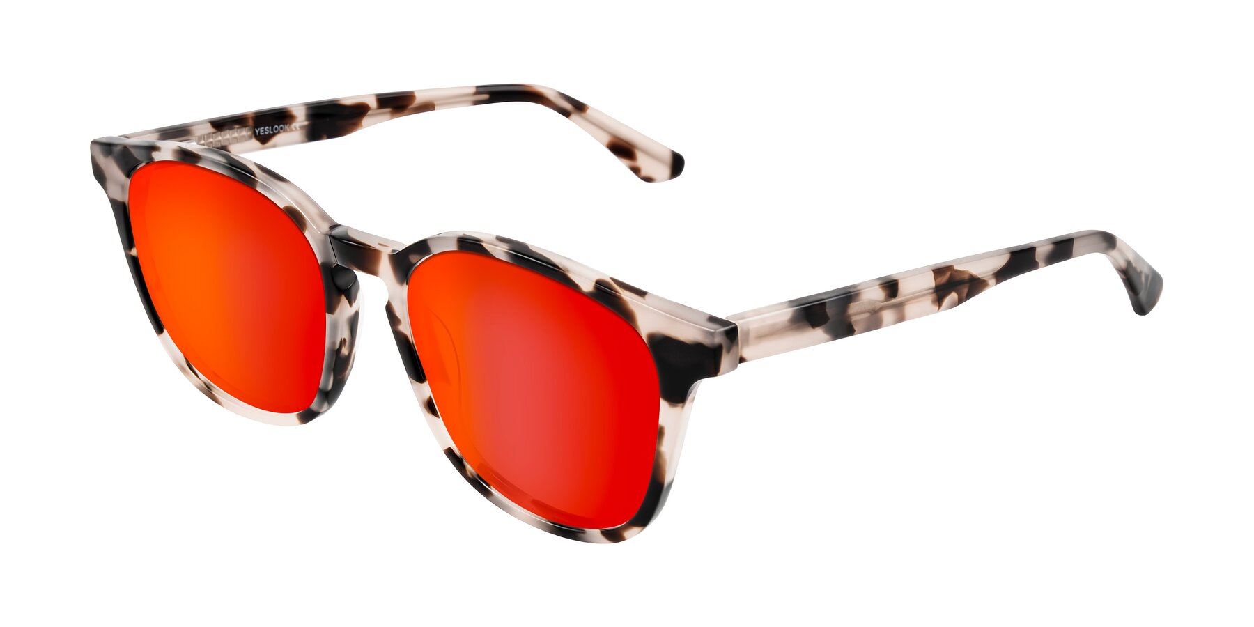 Angle of Finglas in Ivory Tortoise with Red Gold Mirrored Lenses