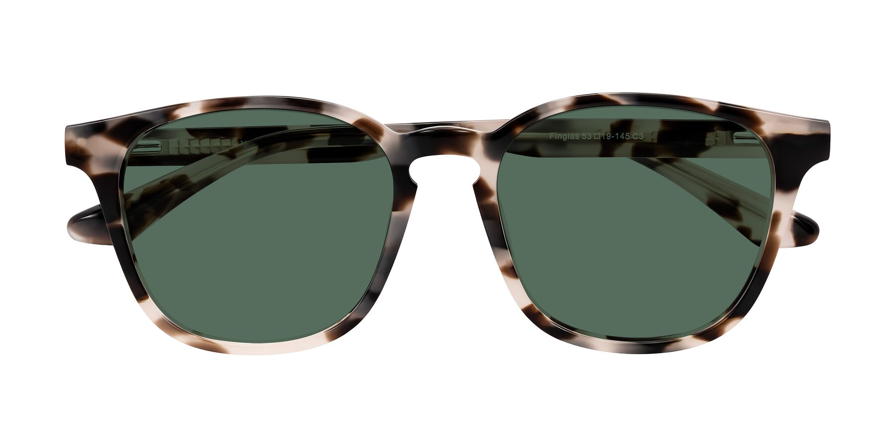 Folded Front of Finglas in Ivory Tortoise with Green Polarized Lenses