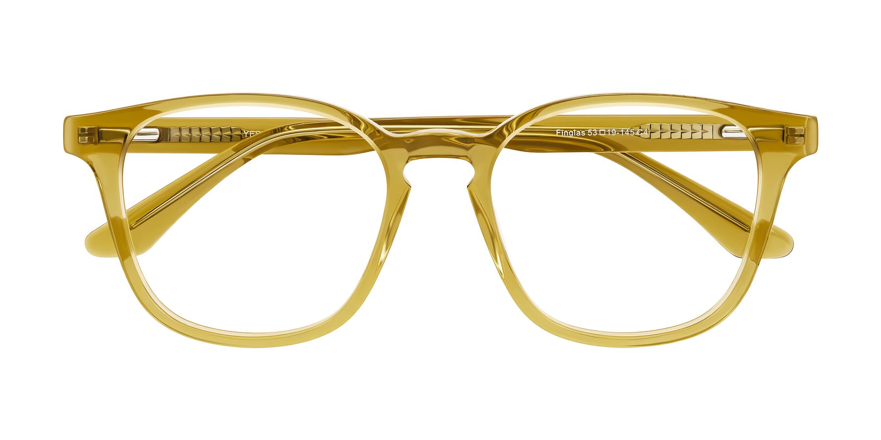 Folded Front of Finglas in Mustard Crystal with Clear Blue Light Blocking Lenses