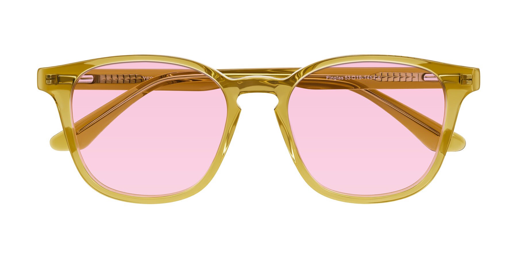Folded Front of Finglas in Mustard Crystal with Light Pink Tinted Lenses