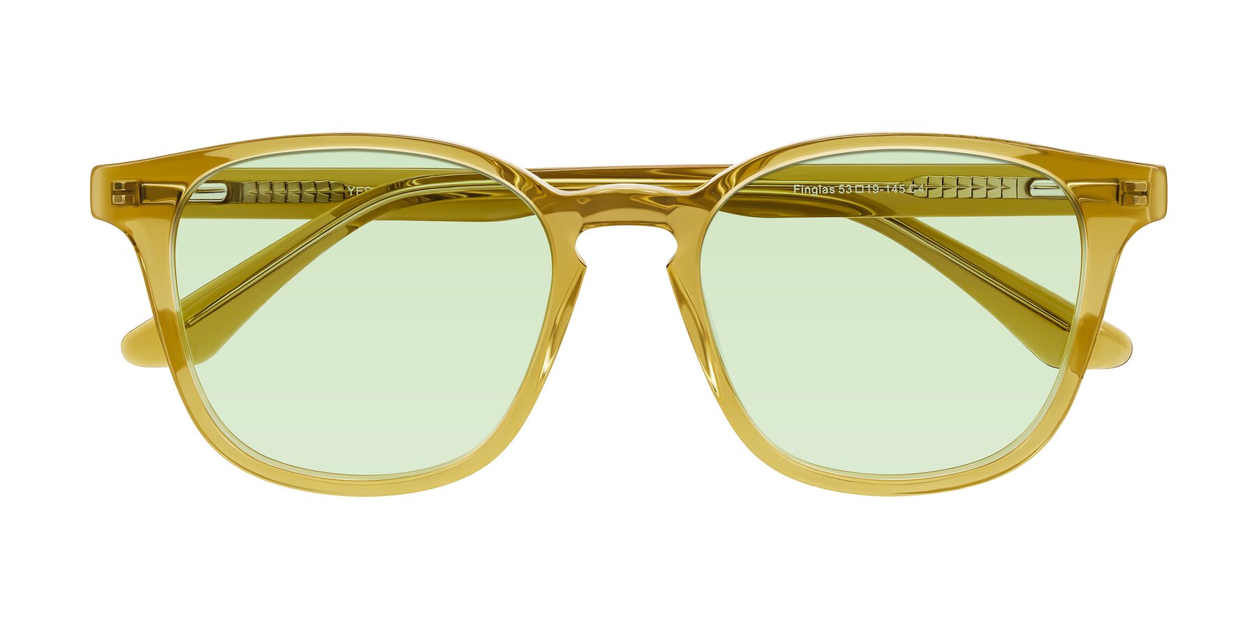 Folded Front of Finglas in Mustard Crystal with Light Green Tinted Lenses
