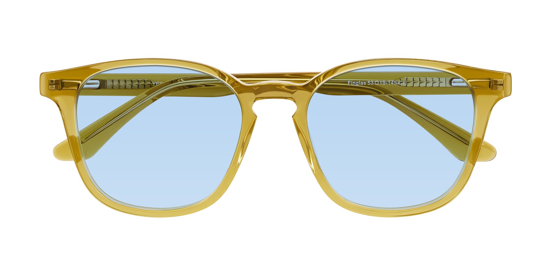 Folded Front of Finglas in Mustard Crystal with Light Blue Tinted Lenses