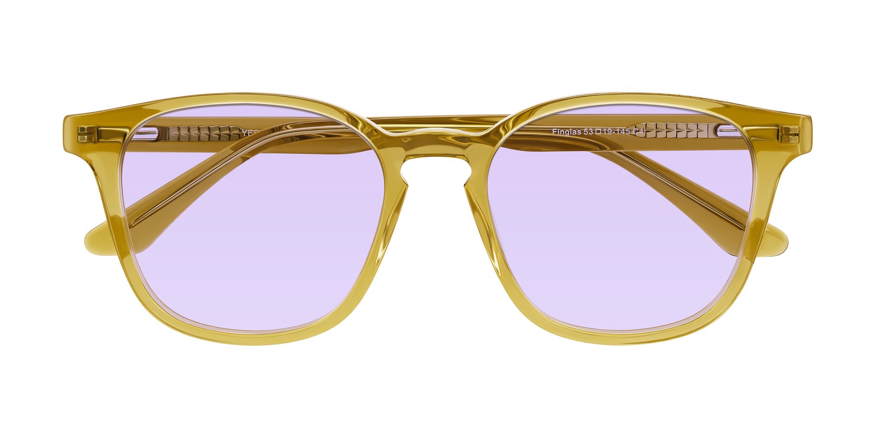 Folded Front of Finglas in Mustard Crystal with Light Purple Tinted Lenses