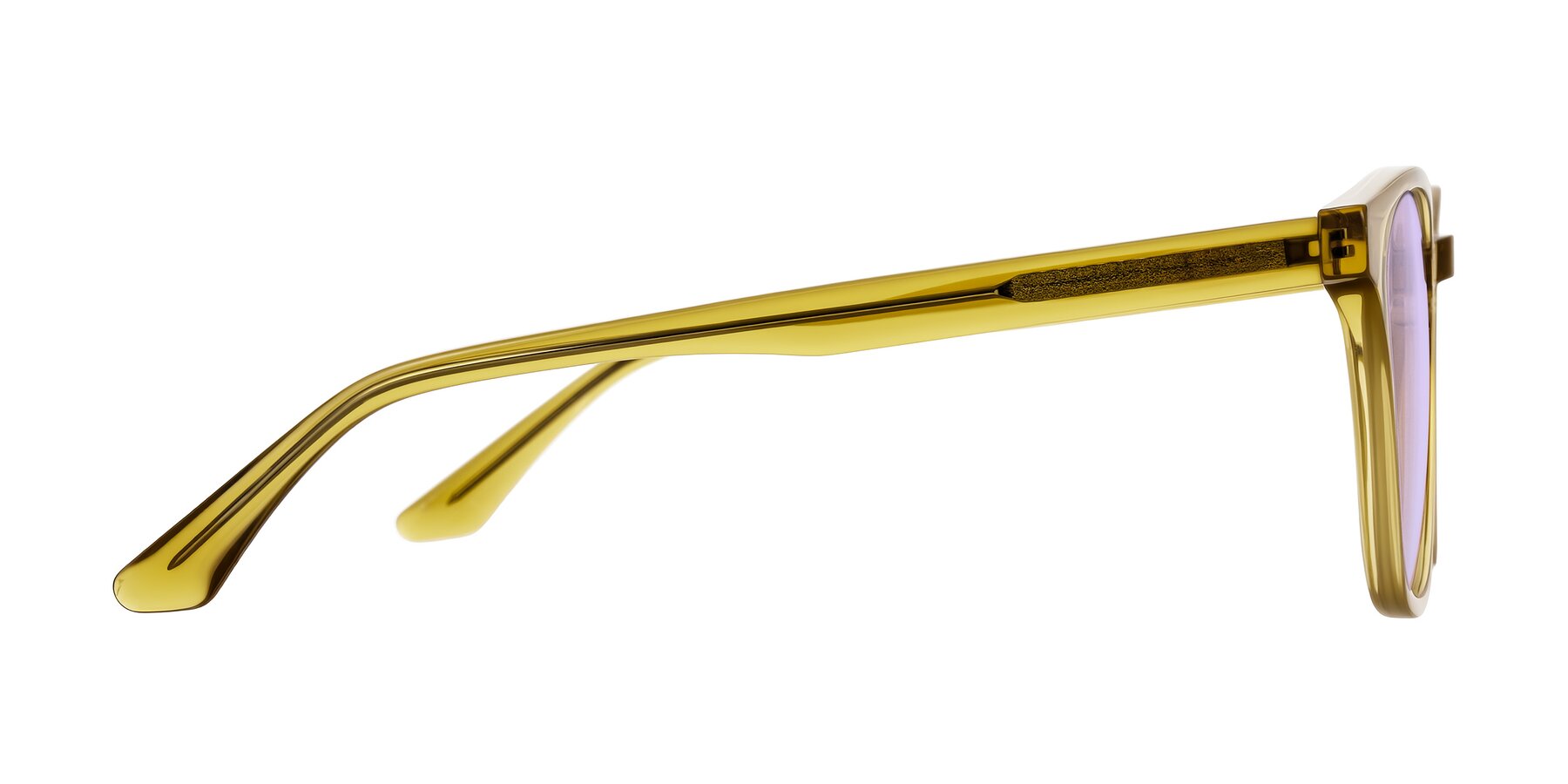 Side of Finglas in Mustard Crystal with Light Purple Tinted Lenses