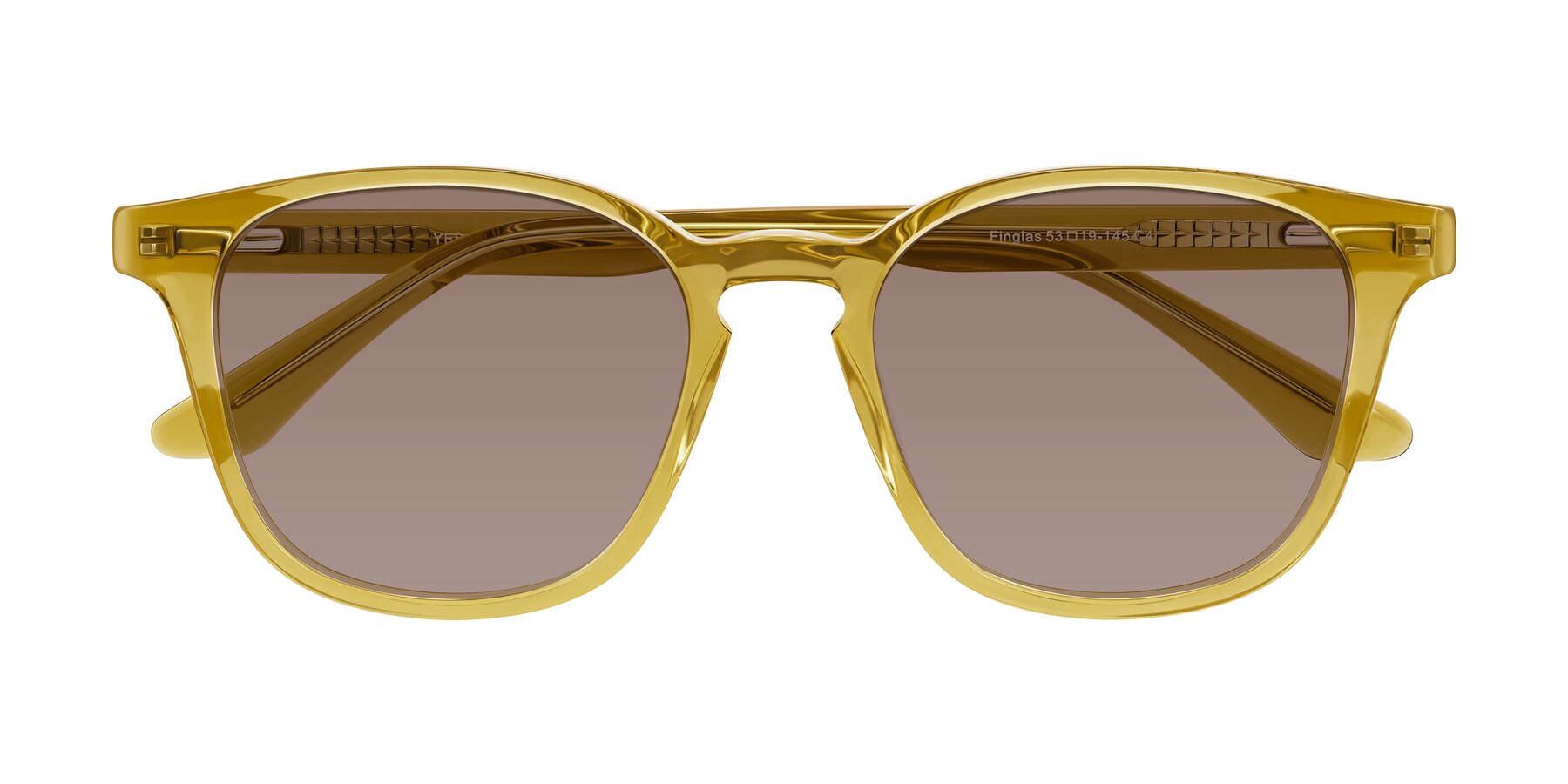 Folded Front of Finglas in Mustard Crystal with Medium Brown Tinted Lenses