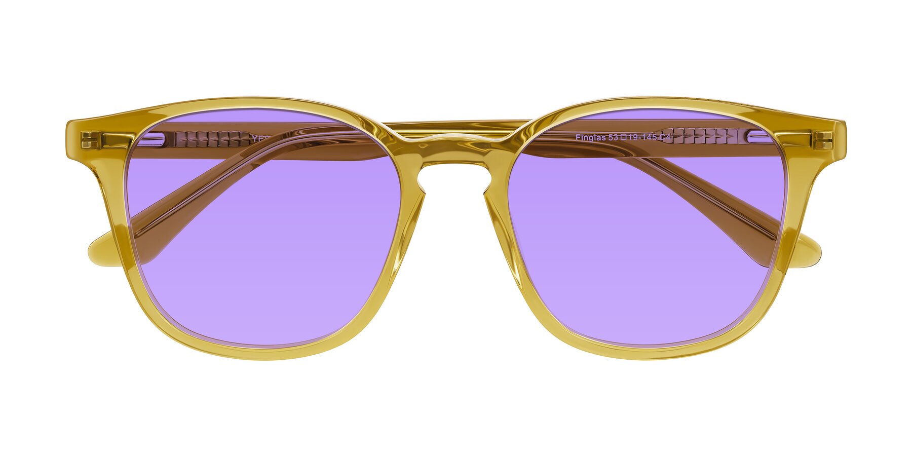 Folded Front of Finglas in Mustard Crystal with Medium Purple Tinted Lenses