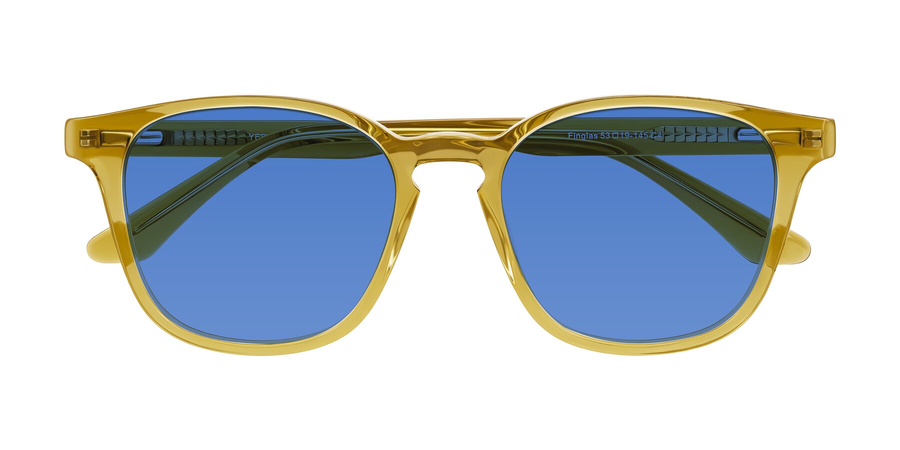 Folded Front of Finglas in Mustard Crystal with Blue Tinted Lenses