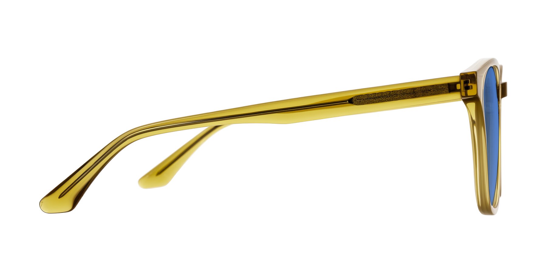 Side of Finglas in Mustard Crystal with Blue Tinted Lenses
