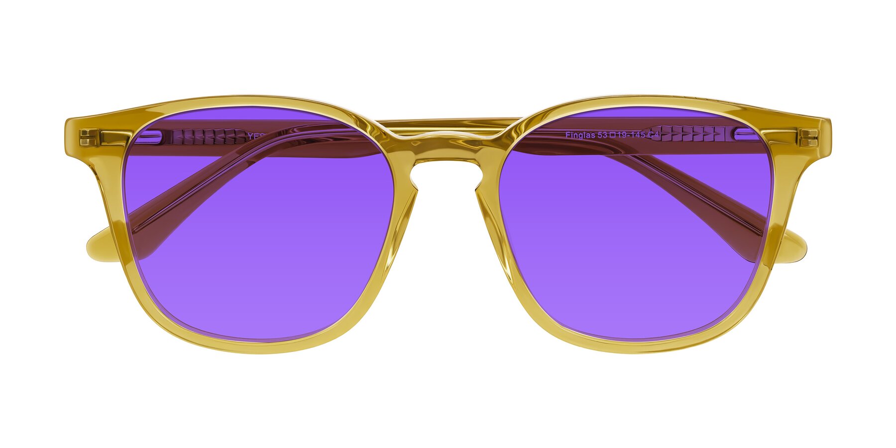 Folded Front of Finglas in Mustard Crystal with Purple Tinted Lenses