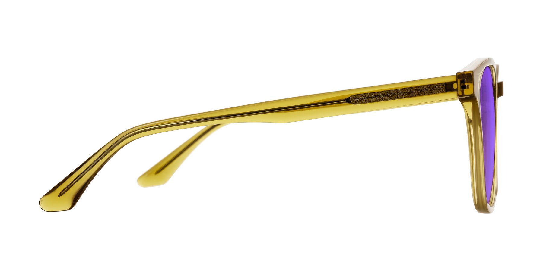 Side of Finglas in Mustard Crystal with Purple Tinted Lenses