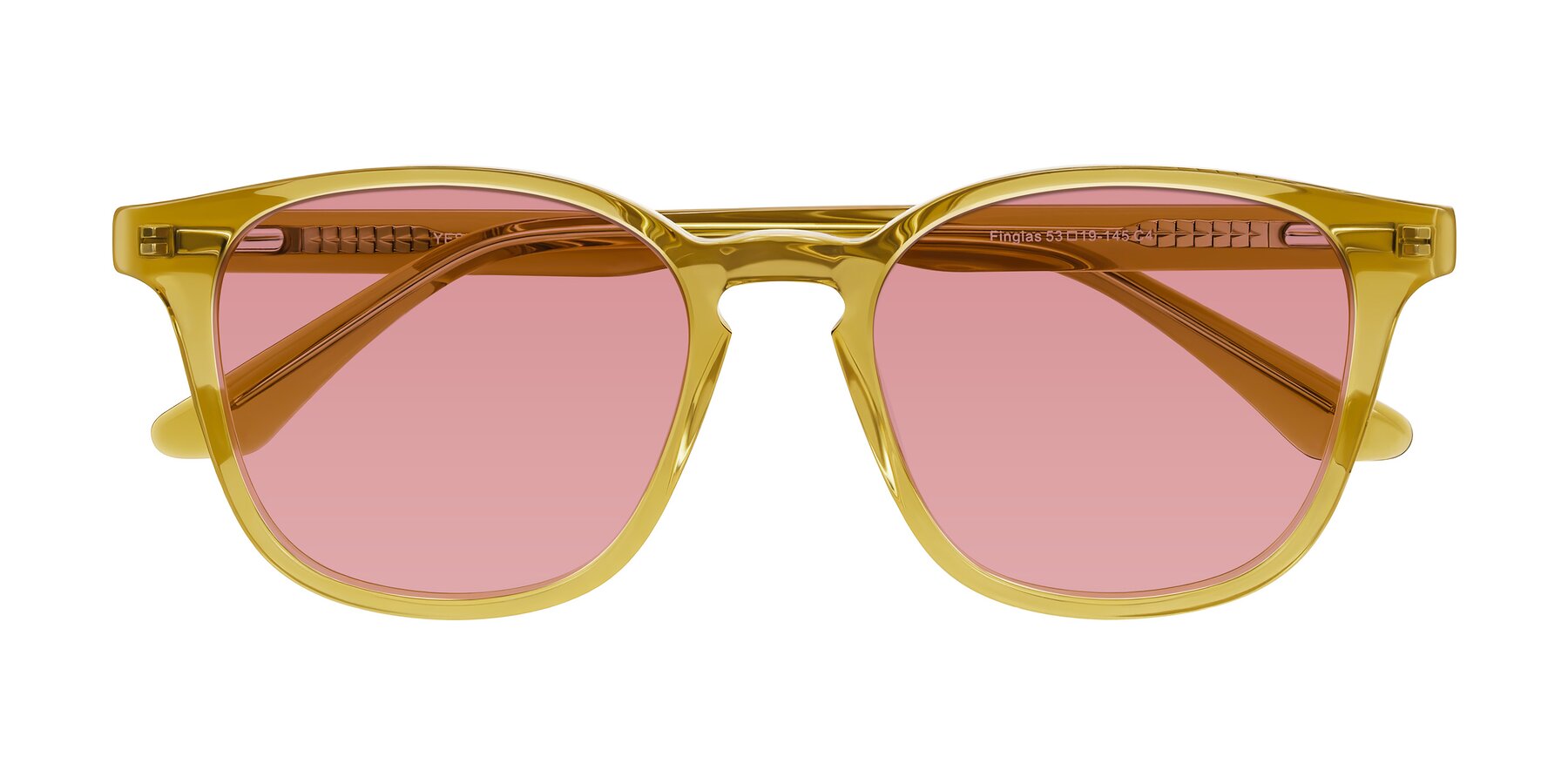 Folded Front of Finglas in Mustard Crystal with Medium Garnet Tinted Lenses
