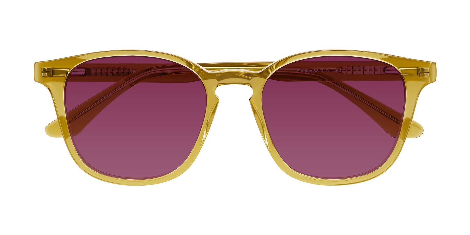 Folded Front of Finglas in Mustard Crystal with Wine Tinted Lenses