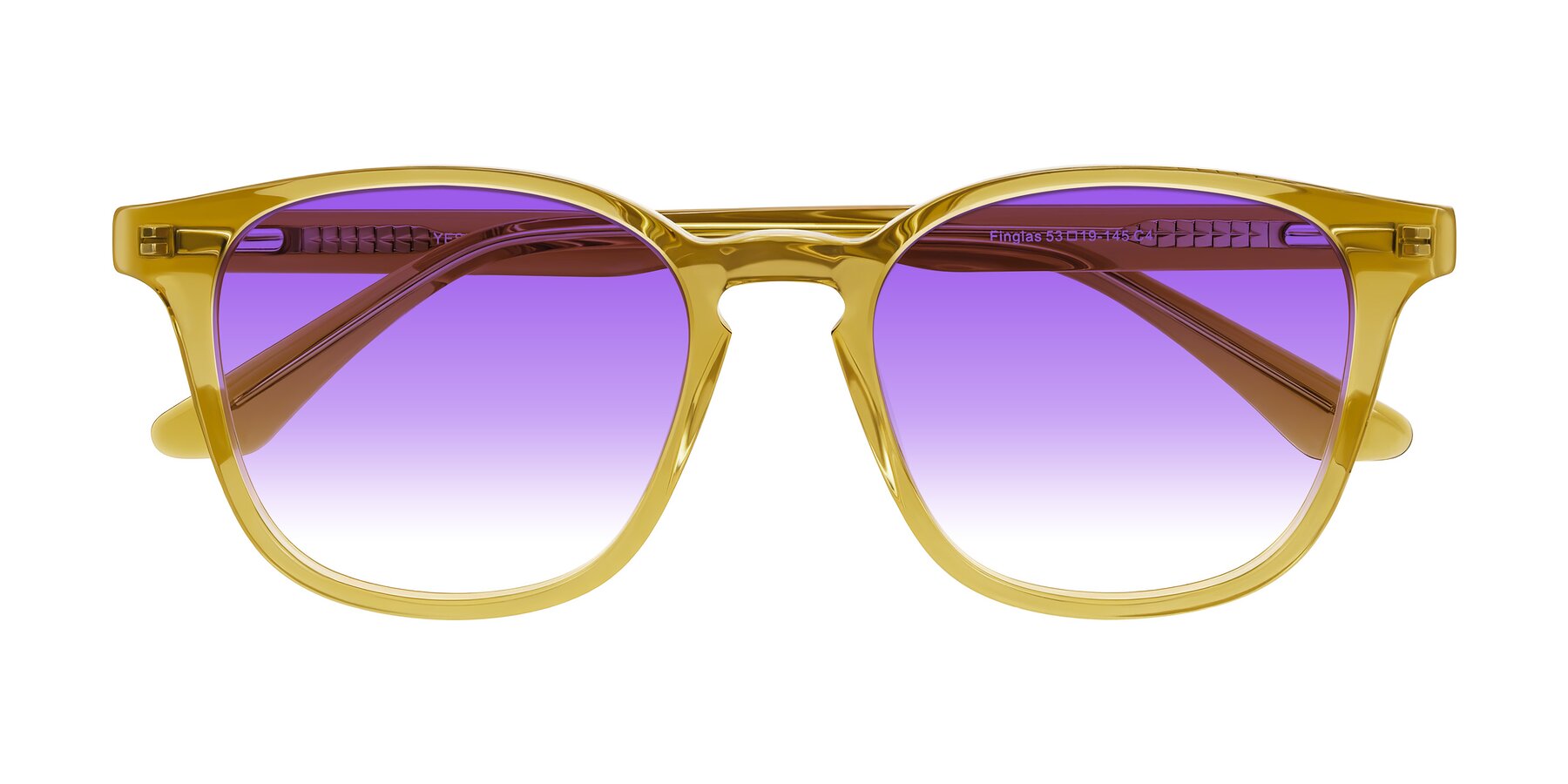 Folded Front of Finglas in Mustard Crystal with Purple Gradient Lenses