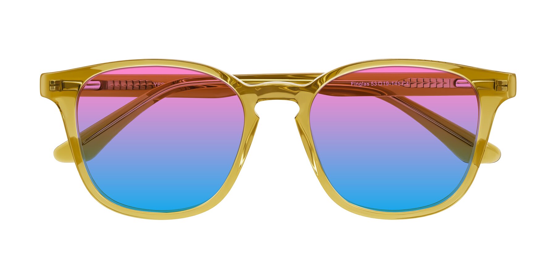 Folded Front of Finglas in Mustard Crystal with Pink / Blue Gradient Lenses