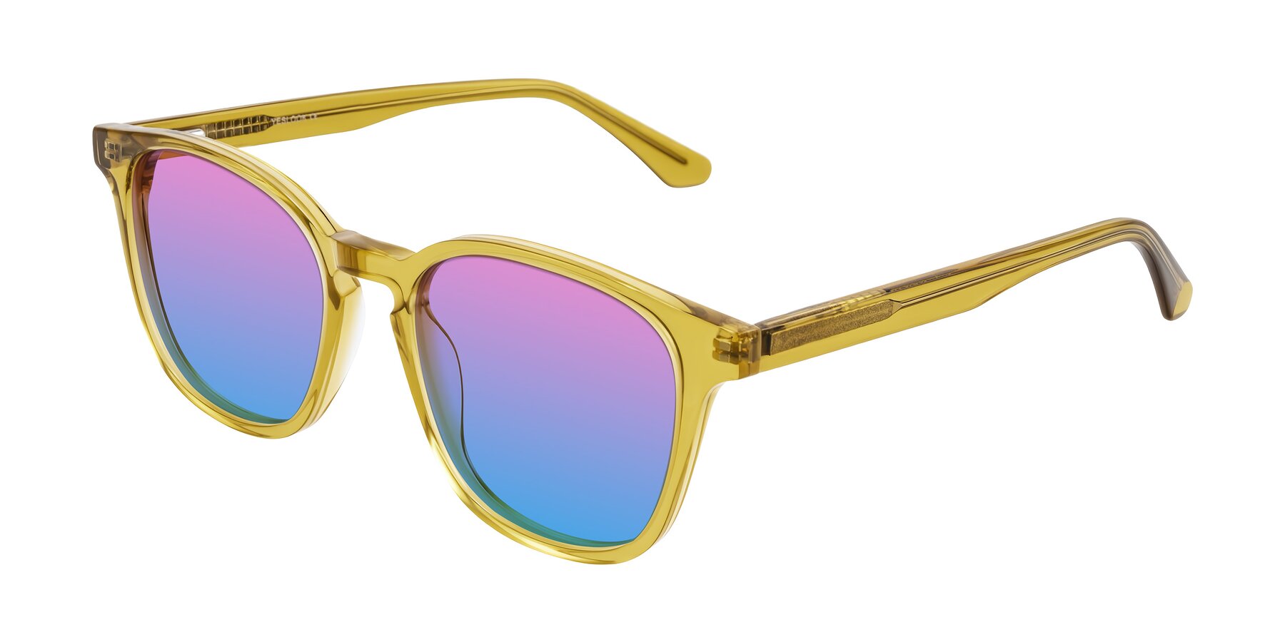 Angle of Finglas in Mustard Crystal with Pink / Blue Gradient Lenses