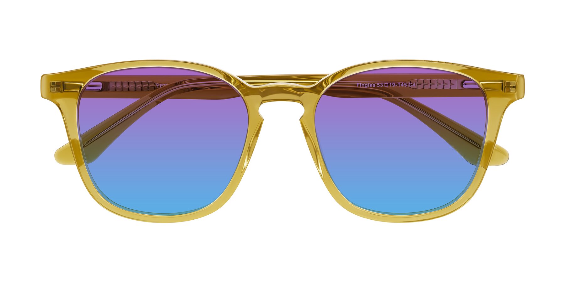 Folded Front of Finglas in Mustard Crystal with Purple / Blue Gradient Lenses