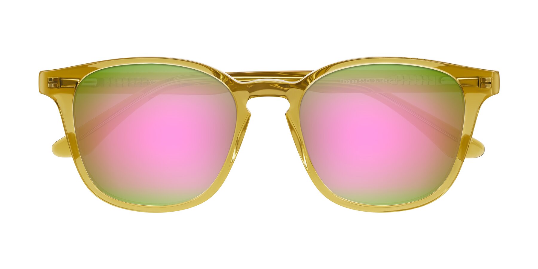 Folded Front of Finglas in Mustard Crystal with Pink Mirrored Lenses