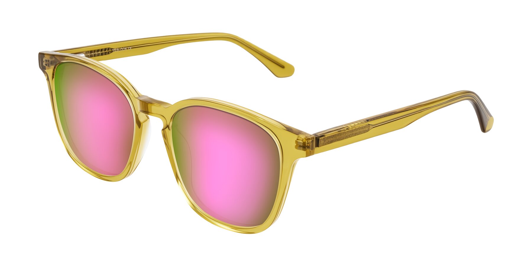 Angle of Finglas in Mustard Crystal with Pink Mirrored Lenses