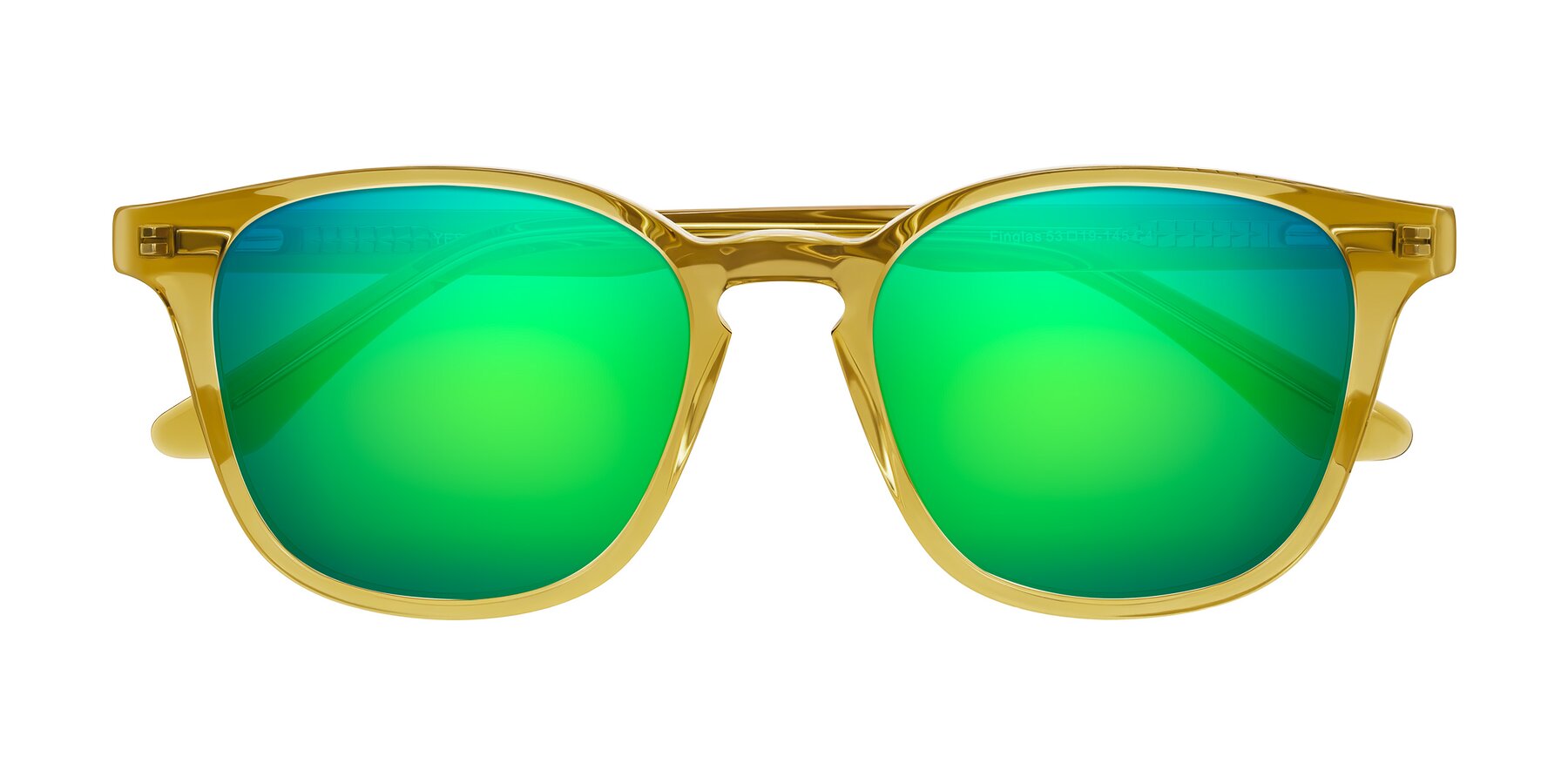 Folded Front of Finglas in Mustard Crystal with Green Mirrored Lenses