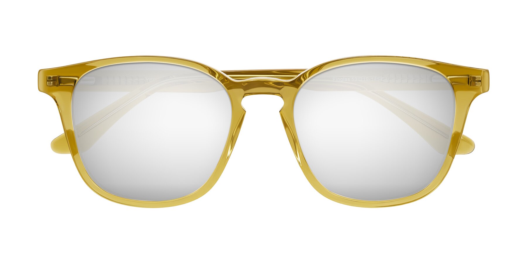 Folded Front of Finglas in Mustard Crystal with Silver Mirrored Lenses