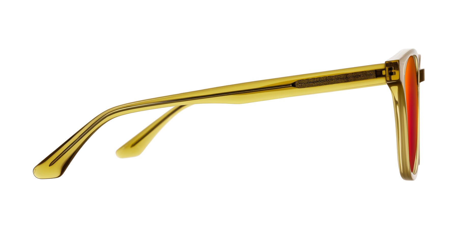 Side of Finglas in Mustard Crystal with Red Gold Mirrored Lenses